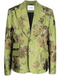 Мужской оливковый пиджак с цветочным принтом от Erdem