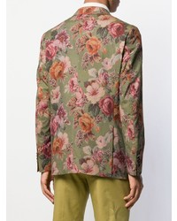 Мужской оливковый пиджак с цветочным принтом от Etro