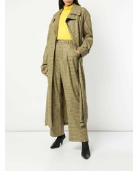 Женский оливковый плащ в клетку от Strateas Carlucci