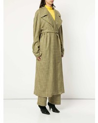 Женский оливковый плащ в клетку от Strateas Carlucci