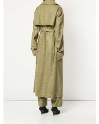 Женский оливковый плащ в клетку от Strateas Carlucci