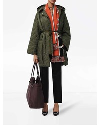 Женский оливковый пуховик от Burberry