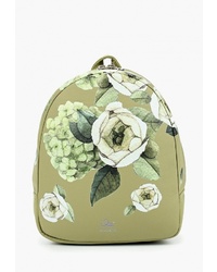 Женский оливковый рюкзак с цветочным принтом
