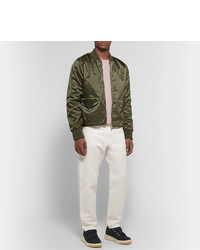 Мужской оливковый сатиновый бомбер от Officine Generale