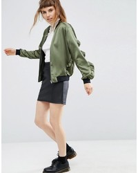 Женский оливковый сатиновый бомбер от Asos