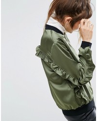 Женский оливковый сатиновый бомбер от Asos
