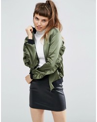 Женский оливковый сатиновый бомбер от Asos