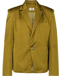 Мужской оливковый сатиновый пиджак от FEBEN