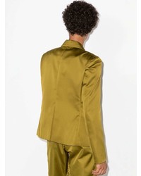 Мужской оливковый сатиновый пиджак от FEBEN