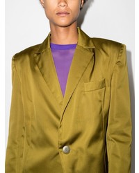 Мужской оливковый сатиновый пиджак от FEBEN