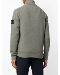 Мужской оливковый свитер на молнии от Stone Island