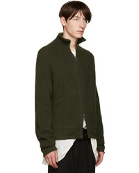 Мужской оливковый свитер на молнии от Haider Ackermann