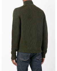Мужской оливковый свитер на молнии от Maison Margiela