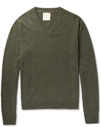Мужской оливковый свитер с v-образным вырезом от Billy Reid