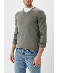 Мужской оливковый свитер с v-образным вырезом от Celio
