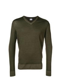 Мужской оливковый свитер с v-образным вырезом от CP Company