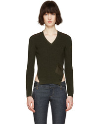 Женский оливковый свитер с v-образным вырезом от Dsquared2