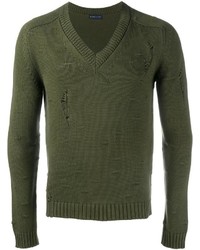 Мужской оливковый свитер с v-образным вырезом от Etro
