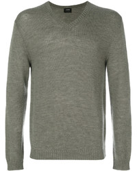 Мужской оливковый свитер с v-образным вырезом от Jil Sander