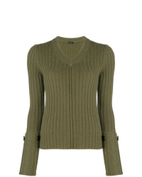 Женский оливковый свитер с v-образным вырезом от Joseph