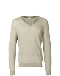 Мужской оливковый свитер с v-образным вырезом от Massimo Alba