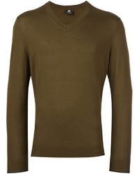Мужской оливковый свитер с v-образным вырезом от Paul Smith