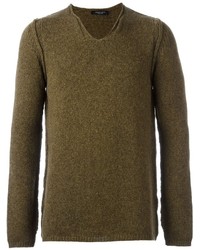 Мужской оливковый свитер с v-образным вырезом от Roberto Collina