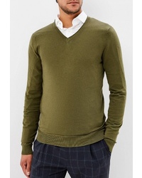 Мужской оливковый свитер с v-образным вырезом от Sisley
