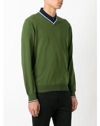 Мужской оливковый свитер с v-образным вырезом от Fay