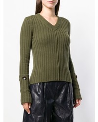 Женский оливковый свитер с v-образным вырезом от Joseph
