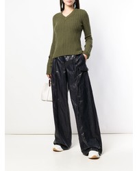 Женский оливковый свитер с v-образным вырезом от Joseph