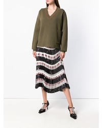 Женский оливковый свитер с v-образным вырезом от Marni