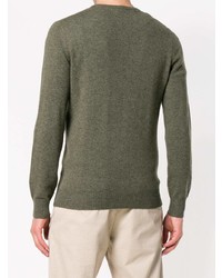 Мужской оливковый свитер с v-образным вырезом от Aspesi