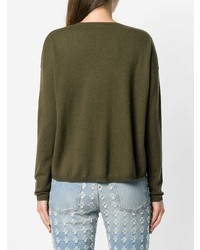 Женский оливковый свитер с v-образным вырезом от Aspesi