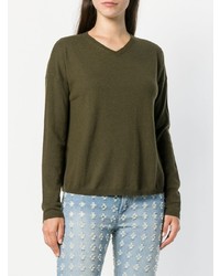 Женский оливковый свитер с v-образным вырезом от Aspesi