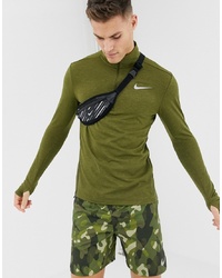 Мужской оливковый свитер с воротником на молнии от Nike Running