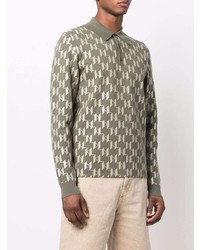 Мужской оливковый свитер с воротником поло от Karl Lagerfeld
