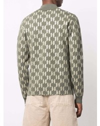 Мужской оливковый свитер с воротником поло от Karl Lagerfeld