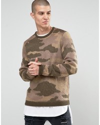 Мужской оливковый свитер с камуфляжным принтом от Asos
