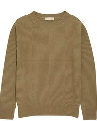 Оливковый свитер с круглым вырезом