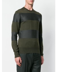 Мужской оливковый свитер с круглым вырезом в горизонтальную полоску от Vivienne Westwood