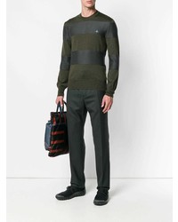 Мужской оливковый свитер с круглым вырезом в горизонтальную полоску от Vivienne Westwood