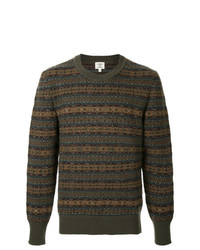 Мужской оливковый свитер с круглым вырезом с жаккардовым узором от Kent & Curwen