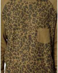 Мужской оливковый свитер с круглым вырезом с камуфляжным принтом от Solid