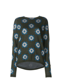 Женский оливковый свитер с круглым вырезом с принтом от Christian Wijnants