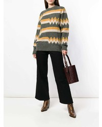 Женский оливковый свитер с круглым вырезом с принтом от Howlin'