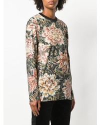 Женский оливковый свитер с круглым вырезом с цветочным принтом от Y-3