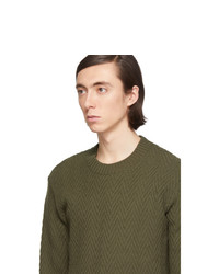 Мужской оливковый свитер с круглым вырезом от AMI Alexandre Mattiussi