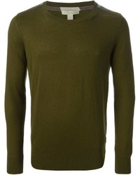 Мужской оливковый свитер с круглым вырезом от Burberry