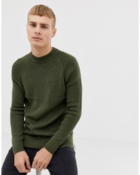 Мужской оливковый свитер с круглым вырезом от Burton Menswear